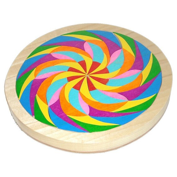 Wooden Mandala Tray Puzzle Color Wheel by PuzzledOne on Etsy