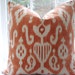 LAST ONE--20X20'S--Designer Decorative Pillow Cover -- Ikat----Orange Throw Pillow-Accent Pillow --Orange -Tangerine -Ivory