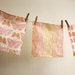 pretty pink and apricot hand printed linen hanky collection