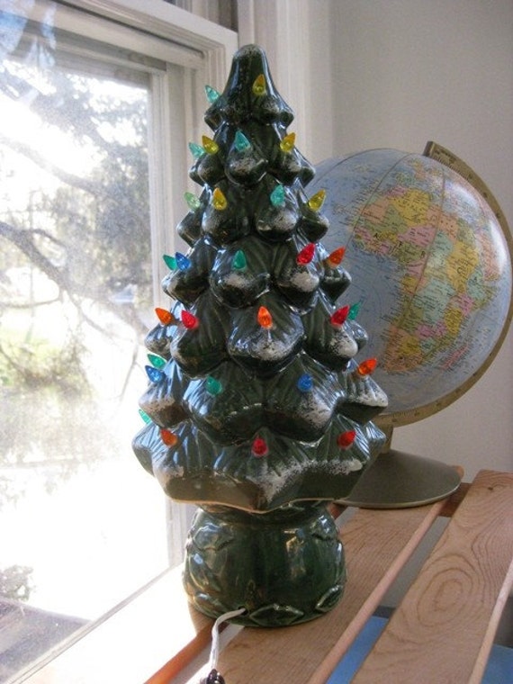 Retro Large Ceramic Christmas Tree Light with Bulbs
