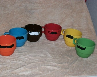 New Modern Stacking Mustache Mugs- 9 oz-made to order-