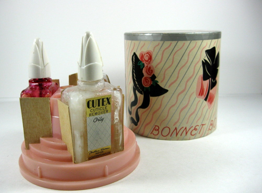 Vintage Cutex Nail Polish Kit Deco Cutex Bonnet Box