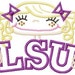LSU Pigtail Cheerleader or Fan Machine Applique Design 5x7 and 6x10