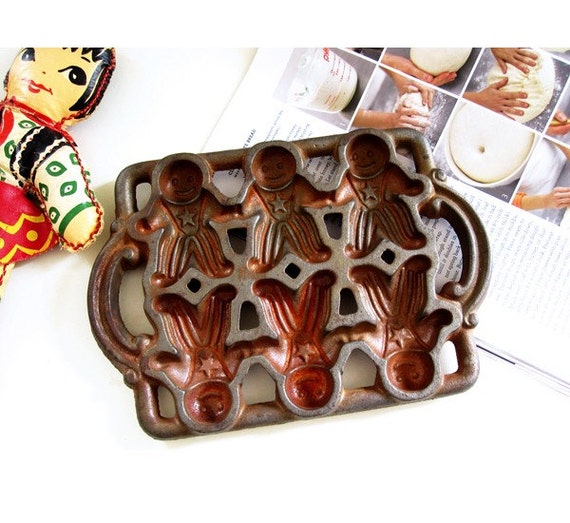 Vintage cast iron Gingerbread Man Cookie Molds
