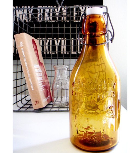 Antique milk bottle with ceramic stopper