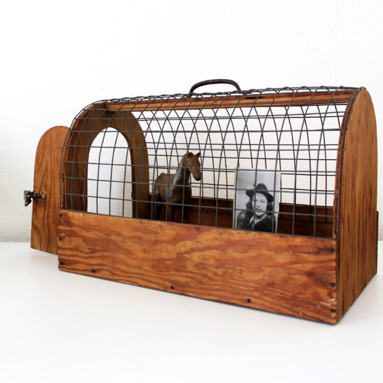 Vintage Wooden Animal Cage / Carrier by luckylittledot on Etsy