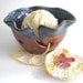 Red and blue Yarn Bowl, Knitting bowl, Fall ceramic pottery