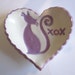Kitty heart tray, ring holder, ring bowl, XOX text, Cat tray porcelain pottery C