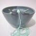 SALE..Lovebirds Yarn bowl in dusty blue, heart serving bowl, Yarn holder, Handmade ceramic art pottery,