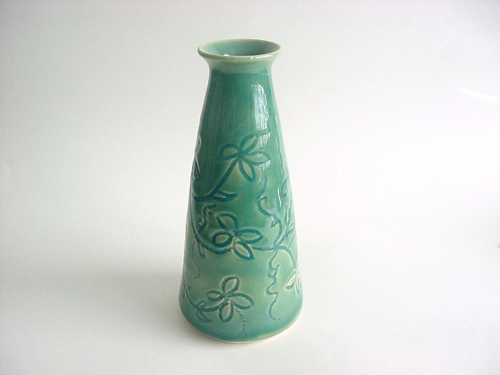 Mint green Vase Flower Vase ceramic vase Mid century