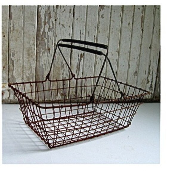 Vintage Wire Metal Market Basket by rescuedjunk on Etsy