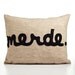MERDE oatmeal and black recycled felt applique pillow 14x18inch