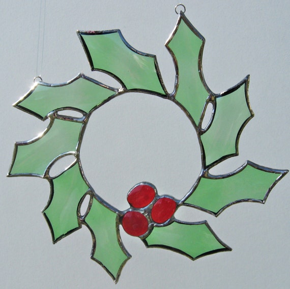 Stained Glass Holly Wreath With Recycled Glass Christmas