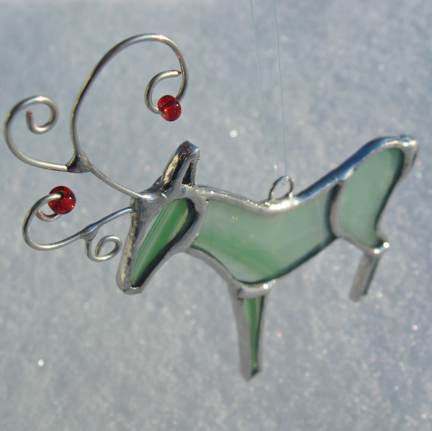 mint green stained glass reindeer christmas holiday ornament mint green stained glass reindeer christmas holiday ornament