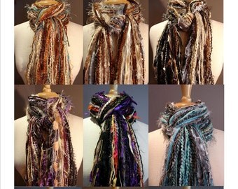 Fringie-3-Pack Large Fringies - All Fringe Scarf - You Pick 3 Multi-texture hand tied fringe scarves Discounted!