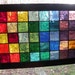 Colorful Stained Glass Panel with rainbow of colors black boarder rectangular panel