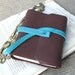 Chocolate and Teal Leather Journal - simple bicolored wrap journal
