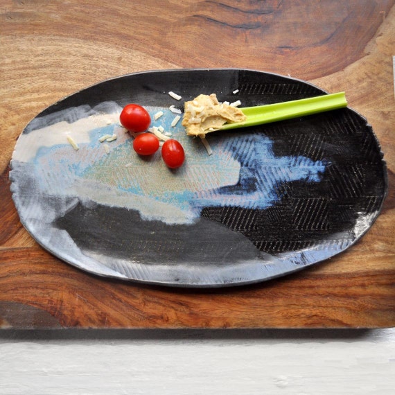 Ceramic platter serving tray modern minimalist by OneClayBead
