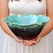 ceramic bowl Turquoise pottery bowl 8 cup flower shape serving bowl handmade Farmhouse Morning glaze