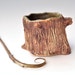 woodland style planter ceramic stoneware clay faux bois Tree Roots 3" handmade garden sculpture
