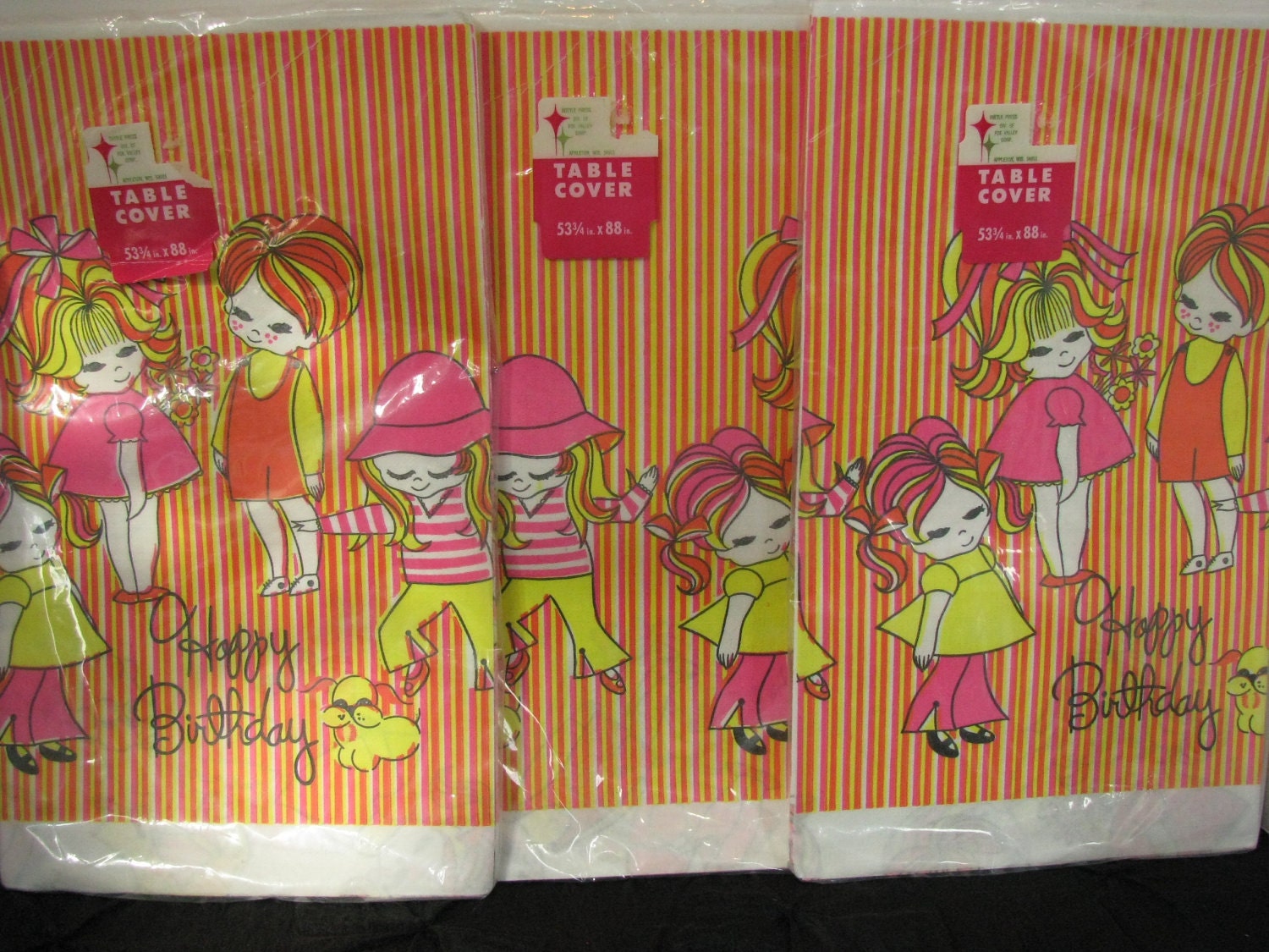 Lot of 3 Vintage 1960's Paper Tablecloths