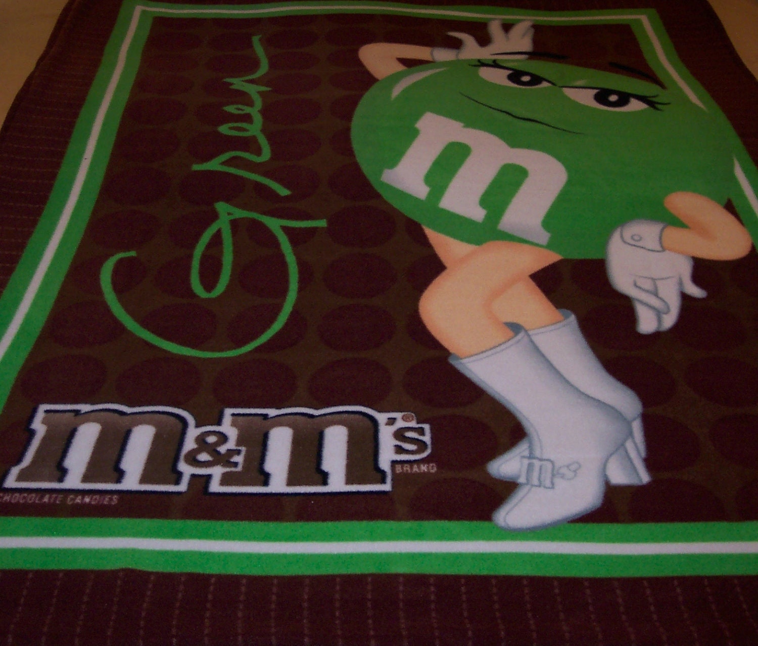 M & M Green Fleece Throw Blanket by mamaandpapadk on Etsy