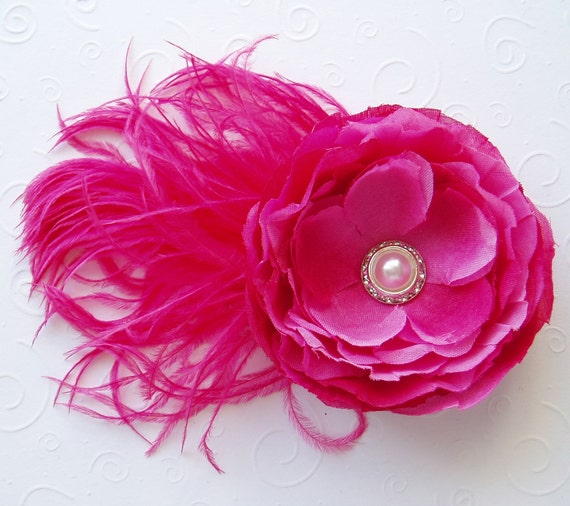 Wedding Hair Flower Fuschia Pink Bridesmaid Clip BRIDAL