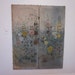 Antique oil painting hollyhock hand painted canvas room divider or screen