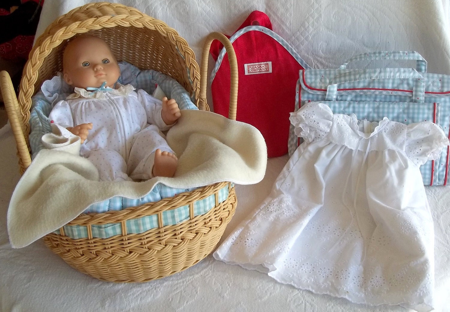 Vintage Pleasant Company Our New Baby Lot 2 Dolls Moses
