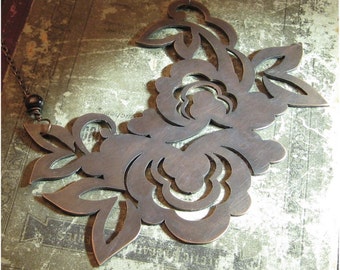 Lotus Cluster. Hand Cut Copper Necklace