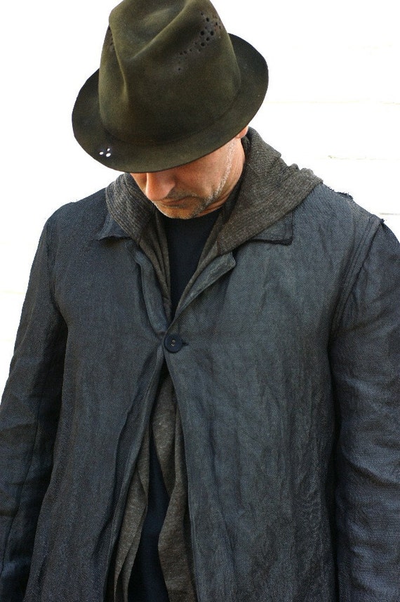 Men's Black Cotton Lab Coat Cotton/ Metal Blend