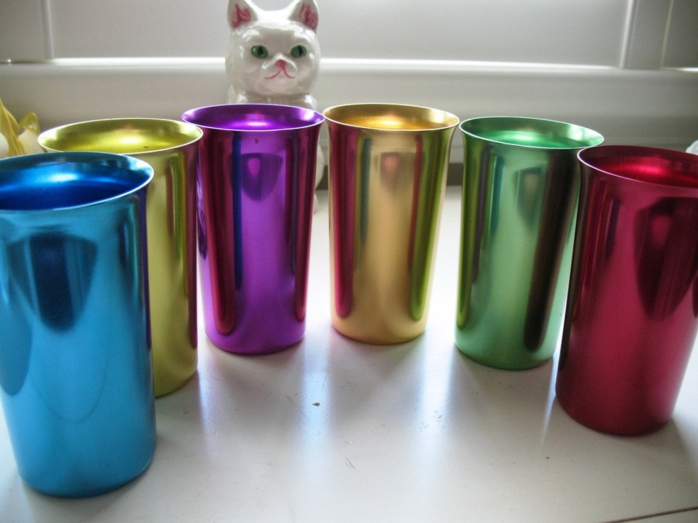 Vintage Jewel Toned Aluminum Tumblers By Sunburst