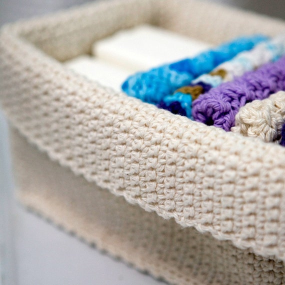 Rectangle Crochet Basket Natural