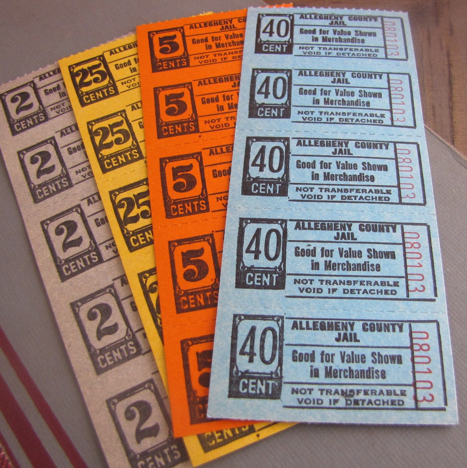 20 x Old Jail Canteen Coupons Tickets for Altered Arts Collage