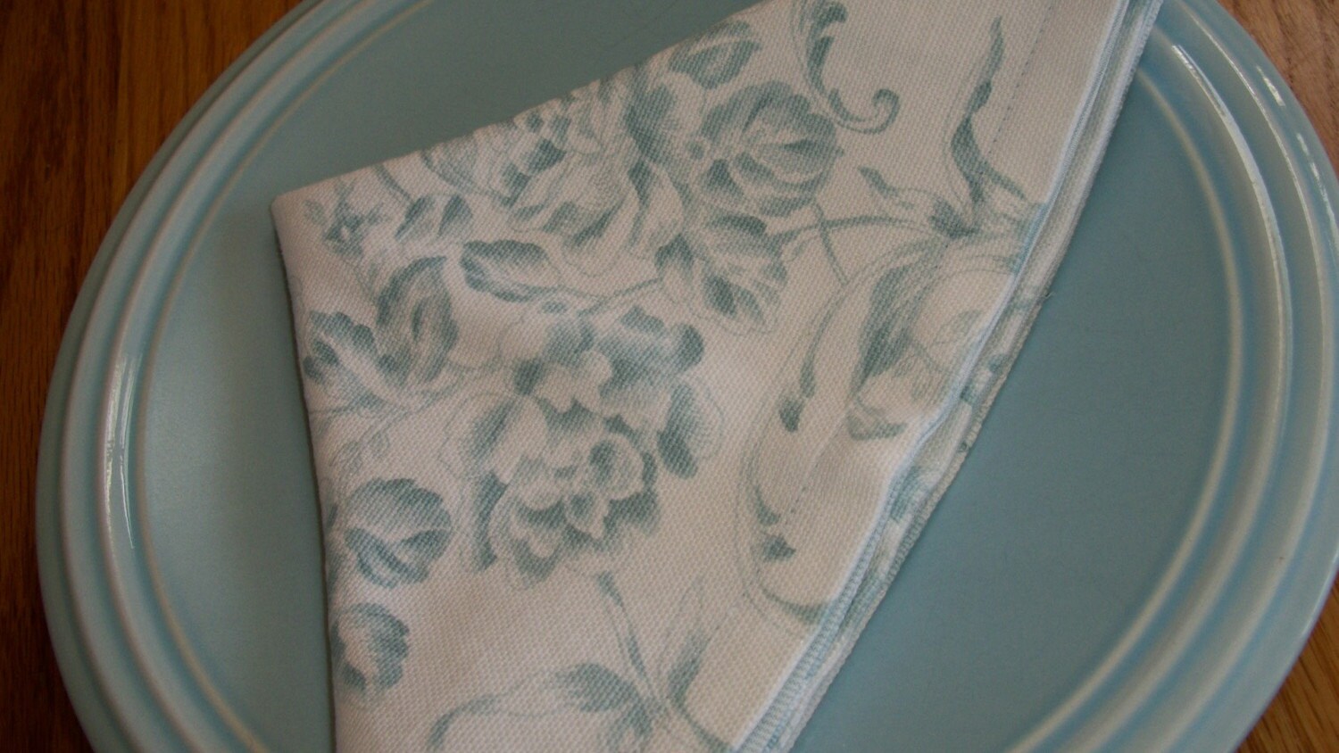 Blue Toile Cloth Napkins with Rachel Ashwell's Shabby Chic