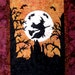 Halloween Witch Quilt Wall Hanging Fiber Art Applique Batik Black Gold Orange