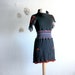 Women's Black Sweater Dress Upcycled Clothing Red Cowl Neck Flutter Sleeves Reconstructed Clothes Medium 'RHODA'