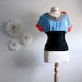 Upcycled Blue and Black Top Bohemian Style Women's Clothing Peasant Shirt Coral Red Boho Chic Medium 'CARRIE'