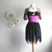 Upcycled Bohemian Top Purple Black Tattered Long Shirt Lace Bell Sleeves Boho Chic Women's Clothing Medium 'SOPHIA'