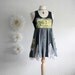 Black Upcycled Shirt Women's Gray Top Green Bohemian Long Tunic Tank Recycled Vintage Eco Fashion Ladies Clothes Medium 'ALEXA'