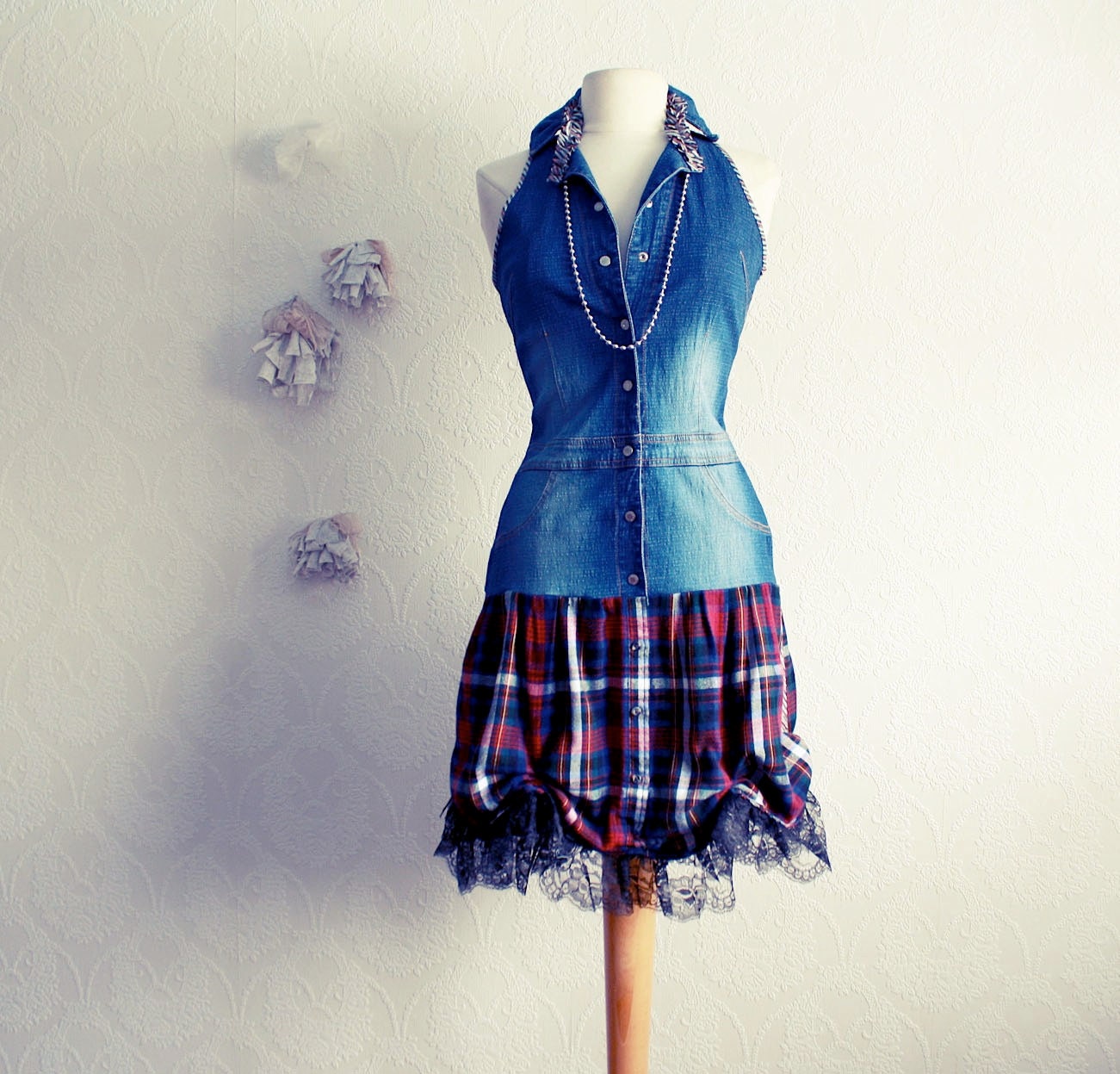 clothing upcycled dress clothes upcycling plaid upcycle dresses rocker jean bing womens