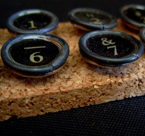 Numbers / Symbols in black Faux typewriter key thumbtacks