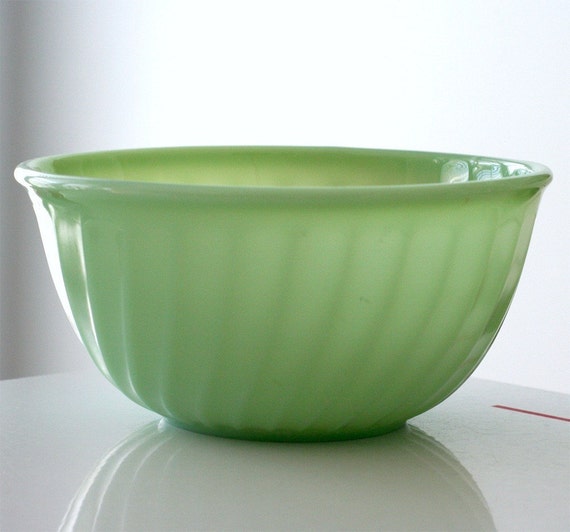 Fire King Jadite Swirl 9 Inch Mixing Bowl