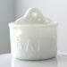 Milk Glass Embossed Salt Box