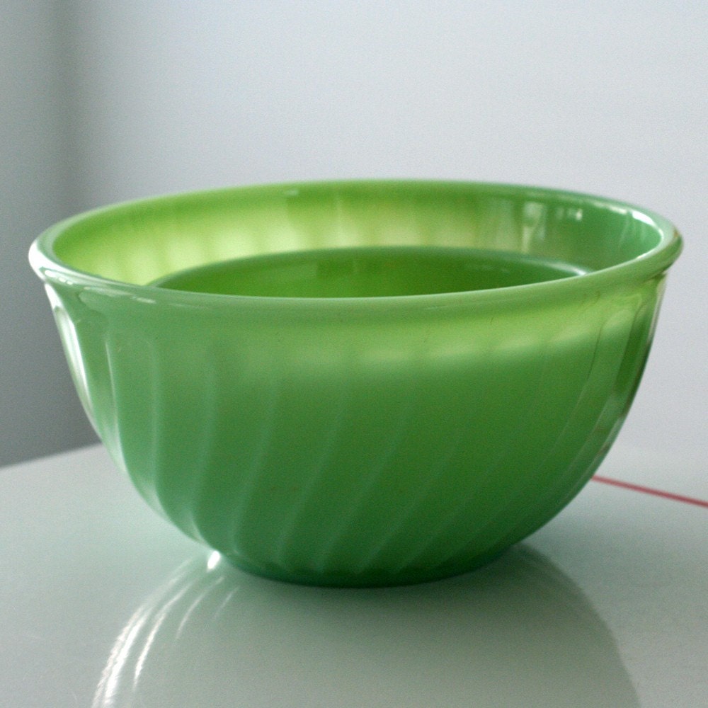 2 Fire King Jadite Swirl Mixing Bowls