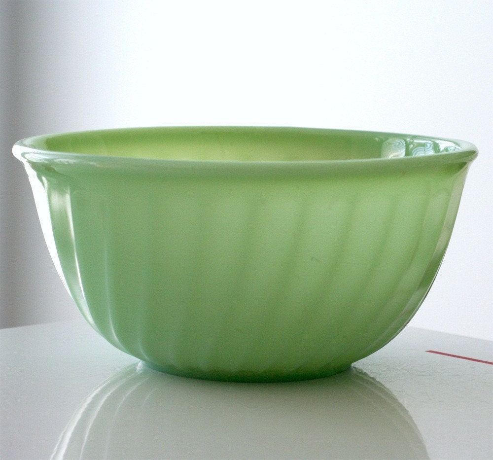 Fire King Jadite Swirl 9 Inch Mixing Bowl