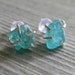 RESERVED Rustic Prong Set Raw Aqua Blue Apatite Stud Earrings in Sterling Silver