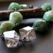 Herkimer Diamond and Rough Cut Mint Green Chrysoprase Nugget Bracelet