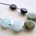 Aquamarine Necklace, Peridot and Garnet Necklace, Color Block Necklace, Extra Long Necklace