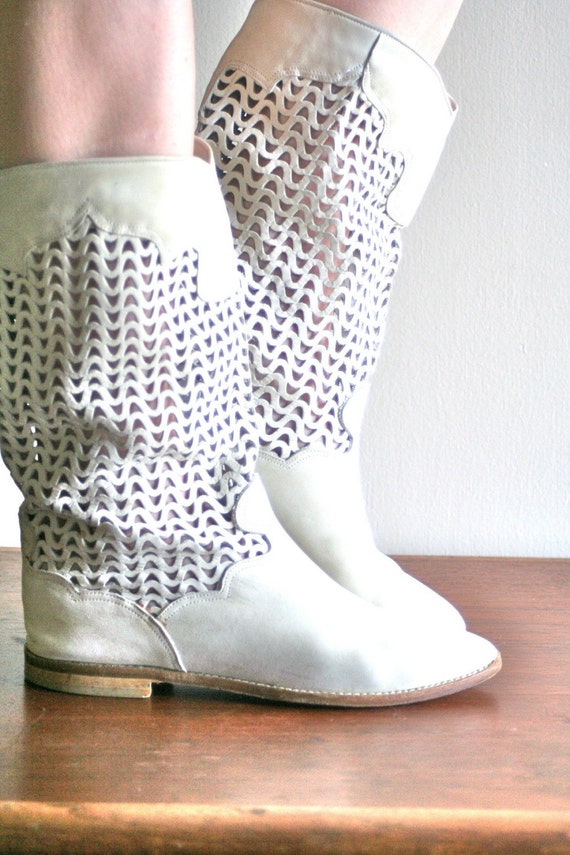 cream boots suede